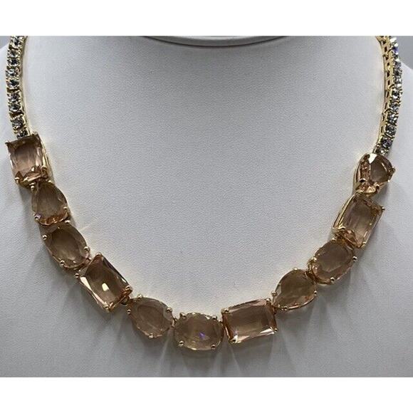 KATE SPADE NEW YORK "Draped Jewels" Blush MultiShaped Clear Rhinestone Necklace - Picture 3 of 16